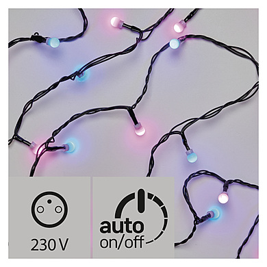 Vánoční řetěz – kuličky, 4m/40LED/modrá/růžová, časovač ZY2019T