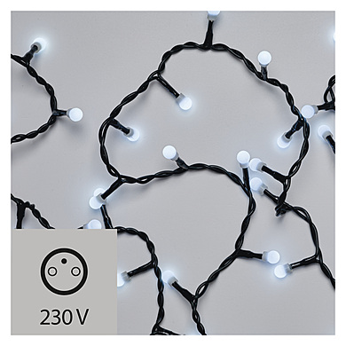 Vánoční řetěz – kuličky, 10m/200LED, vnitřní, stud. bílá ZYK0207