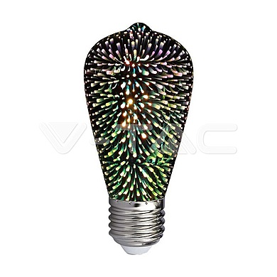 LED Bulb - 3W E27 Filament 3D ST64 3000K  ,VT-2223