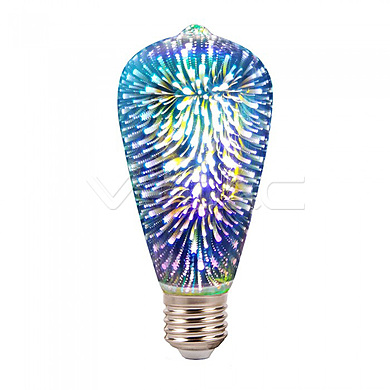 LED Bulb - 3W E27 Filament 3D ST64 3000K  ,VT-2223