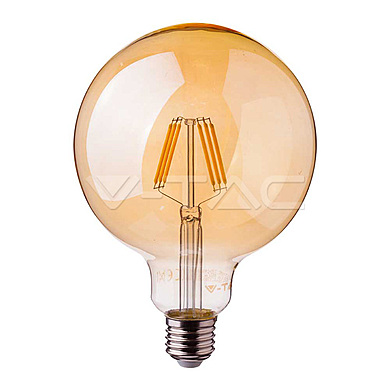LED Bulb - SAMSUNG CHIP Filament 6W E27 G125 Amber 2200K Cover 2200K,  VT-297