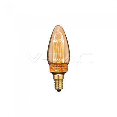 LED Bulb - 2W ART Filament Candle E14 Amber Glass 1800K±200K, VT-2152