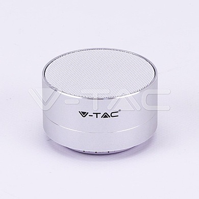 Metal Bluetooth Speaker With Mic & TF Card Slot 400mah Battery Silver  , VT-6133