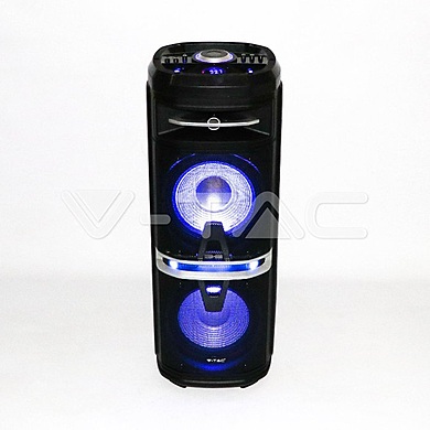 120W Rechargeable Trolley Speaker With One Wireless + One Wired Microphone RF Control RGB 2*10 inch VT-6210-2