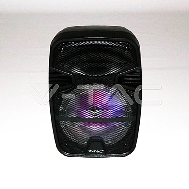 15W Rechargeable Trolley Speaker With One Wired Microphone RF Control RGB 8 inch VT-6208
