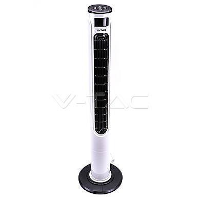 55W LED Tower Fan With Temperature Display And Remote Contrel 46 Inch White & BLA Finish , VT-5547