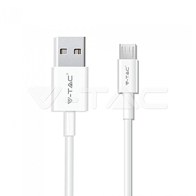 1M Micro USB cable 1.0A PVC, Silver series, white color, VT-5301
