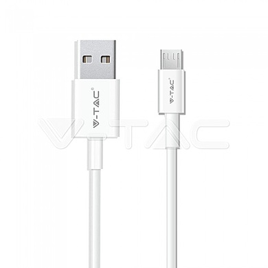 1M Micro USB cable 1.0A TPE, Silver series, white color, VT-5321