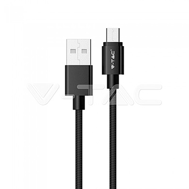 1M Micro USB Cable - 2.4A Braided cable,  Platinum series, black color, VT-5332