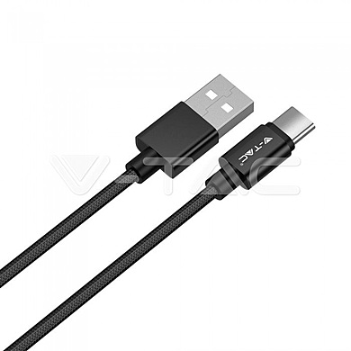 1M USB Type C - 2.4A Braided  cable, Platinum series, black color, VT-5331