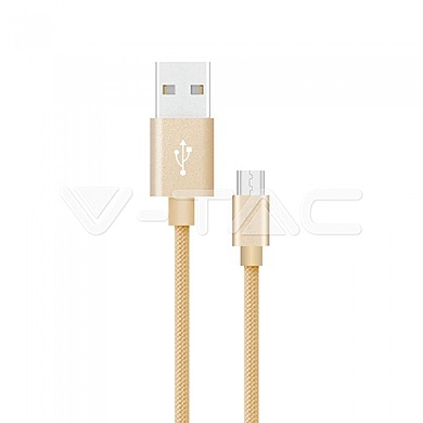 1M USB Type C - 2.4A Braided  cable, Platinum series, gold color, VT-5331