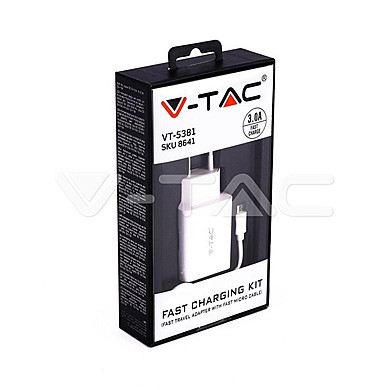 Fast Charging Set With Travel Adapter & Micro USB Cable White, VT-5381