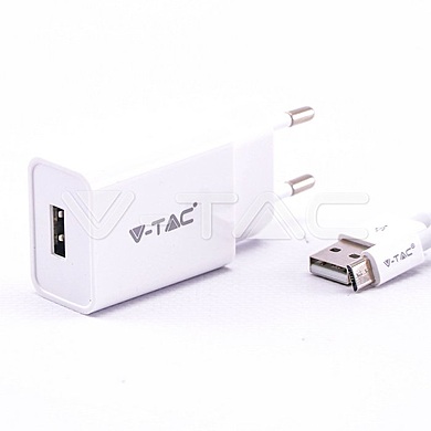 Charging Set With Travel Adapter Micro USB Cable White , VT-5371
