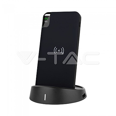 8000mAh - POWER BANK with wireless charger & display -black lamp stand, black color, VT-3509