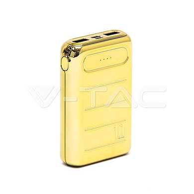 10K Mah Gold Finish Power Bank Dual USB+TypeC, VT-3522